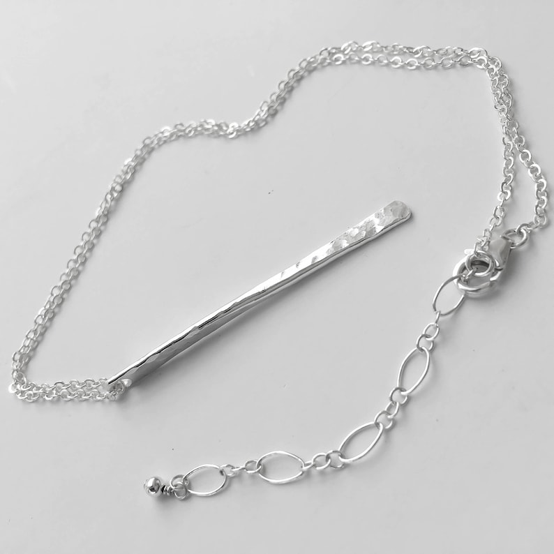 Silver Vertical Bar Pendant Necklace Everyday Silver Jewelry Etsy