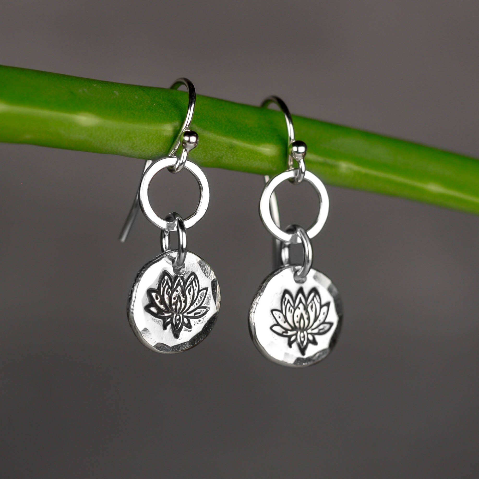 Stamped Lotus Earrings