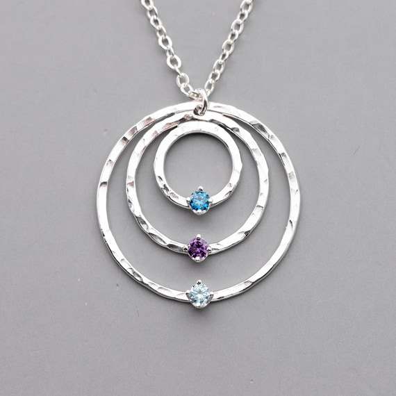 Personalized Sterling Silver Grandma Necklace: Custom Handmade Birthstone Jewelry