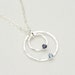 Birthstone Necklace, Mother and Child Necklace, Mothers Necklace, Hammered Silver Circle with Birthstone Accents, Mothers Jewelry 