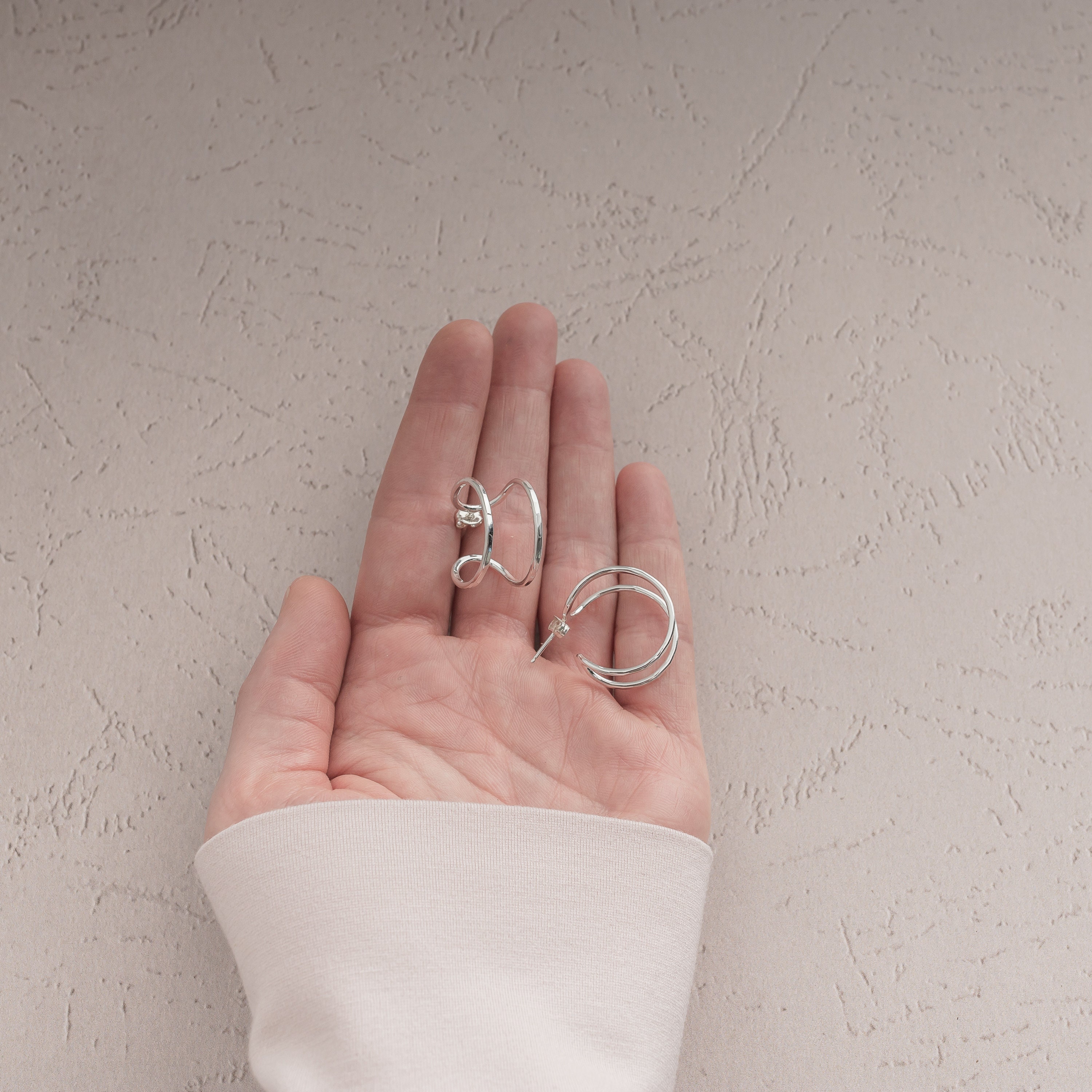 Sterling Silver Double Hoop Earrings