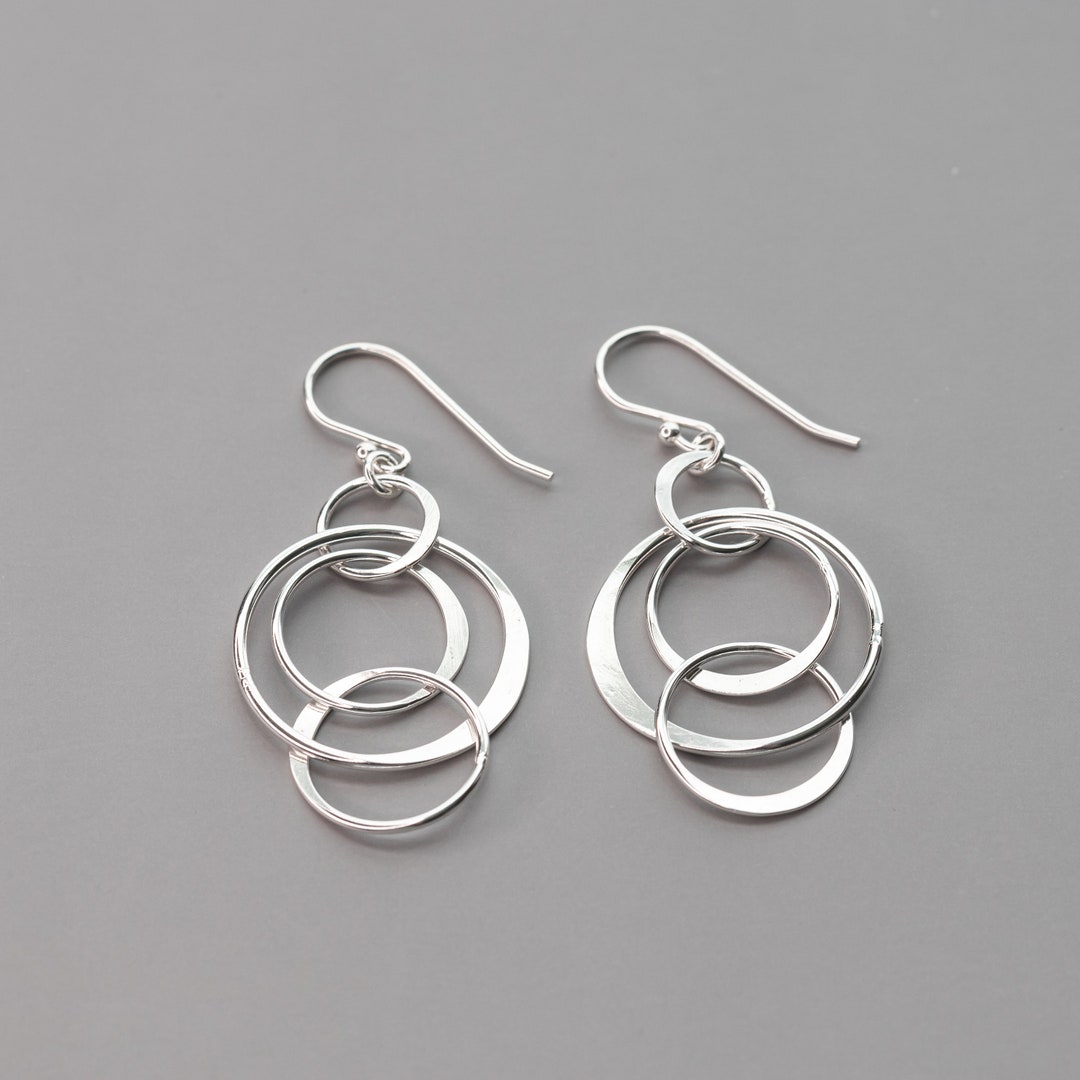 Dangle Rings Silver Handmade Sterling Silver Dangle Earrings: Nickel Free Argentium Silver ...