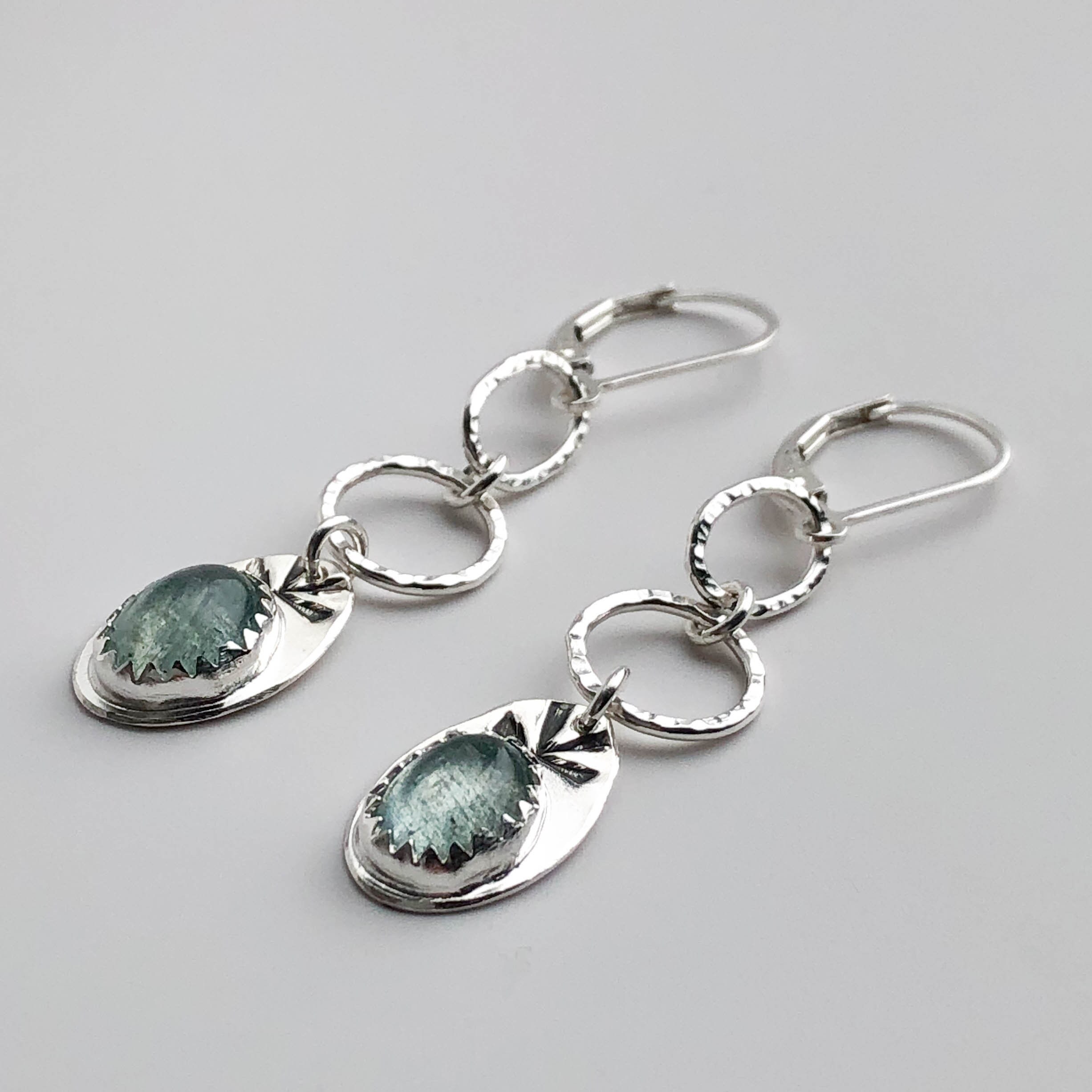 Aquamarine And Sterling Silver Lever Back Earrings