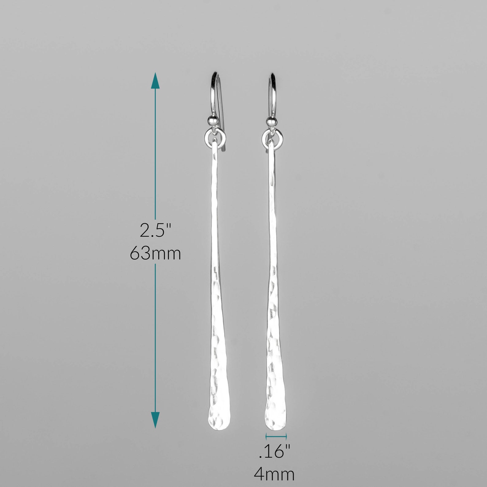 Hammered Silver Bar Earrings, Sterling Silver Bar Dangle Earrings