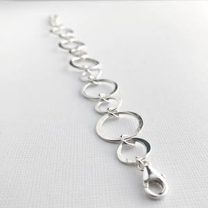 Hammered Silver Circles Bracelet, Sterling Silver Handmade Chain Bracelet, Silver Jewelry, Everyday Silver Bracelet, Handmade Gifts for Her image 2