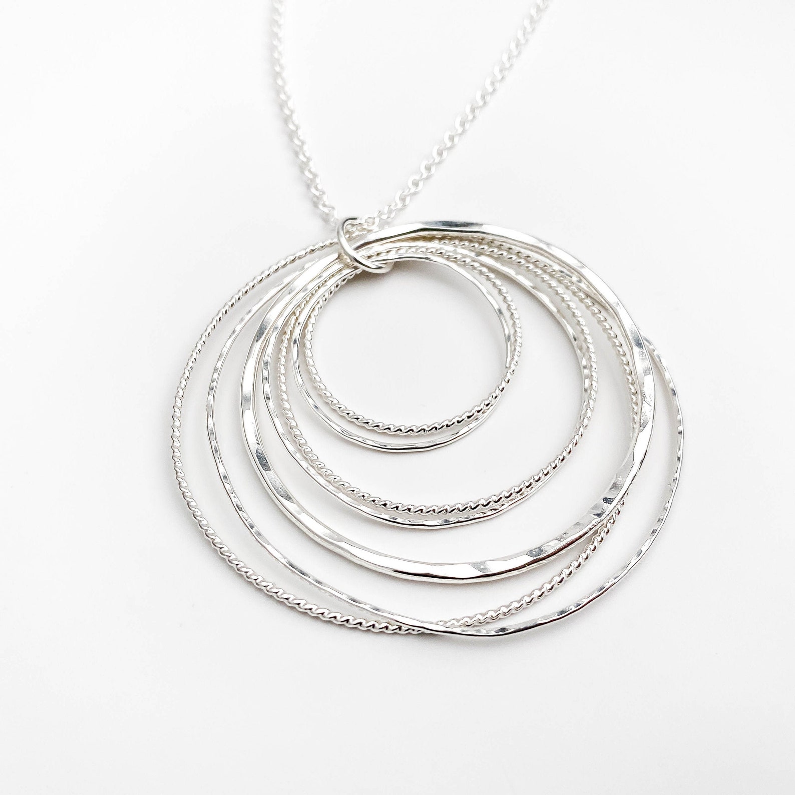 Multi Circle Pendant Necklace Sterling Silver Necklace with Etsy