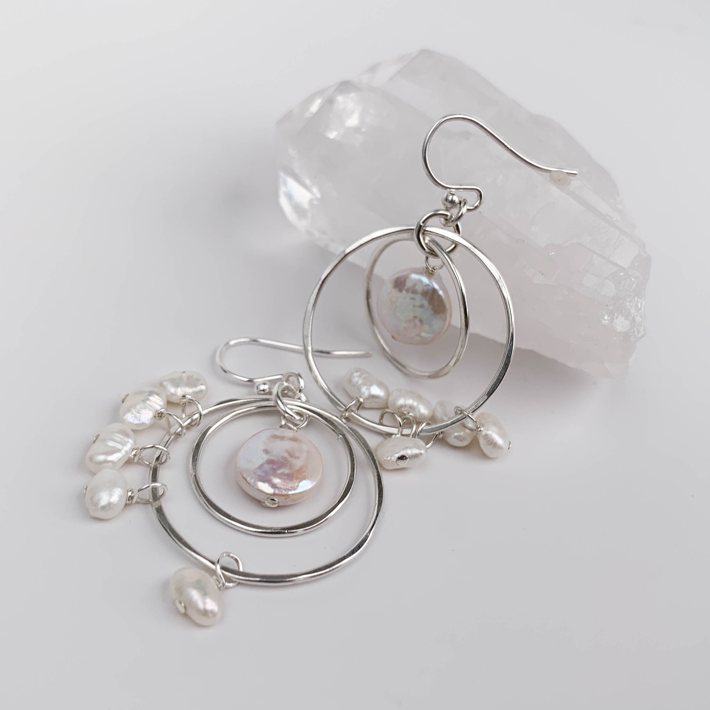 Jingling Coin Pearl Circle Earrings