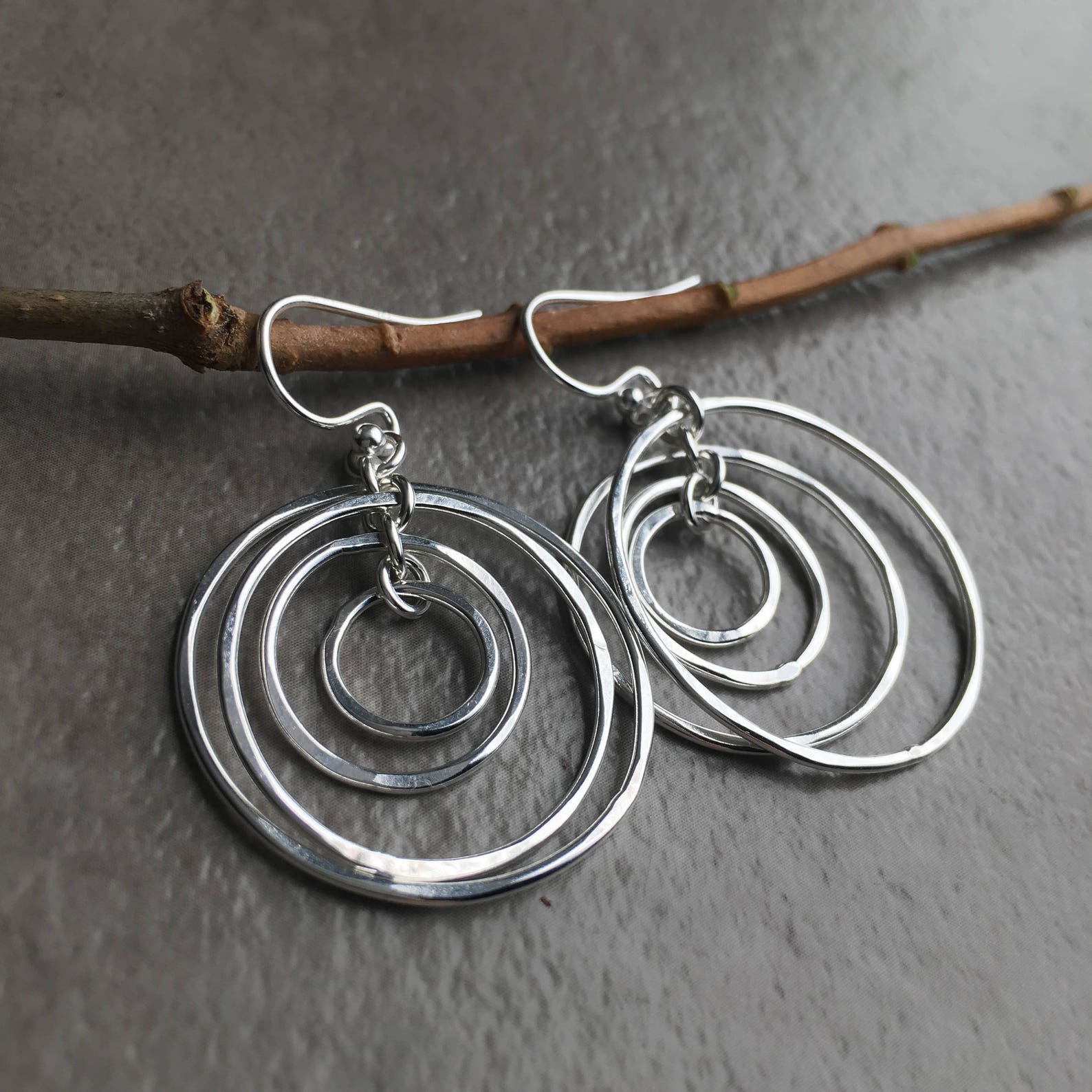 Dangling Orbit Earrings Modern Sterling Silver Hoop Earrings - Etsy Sweden