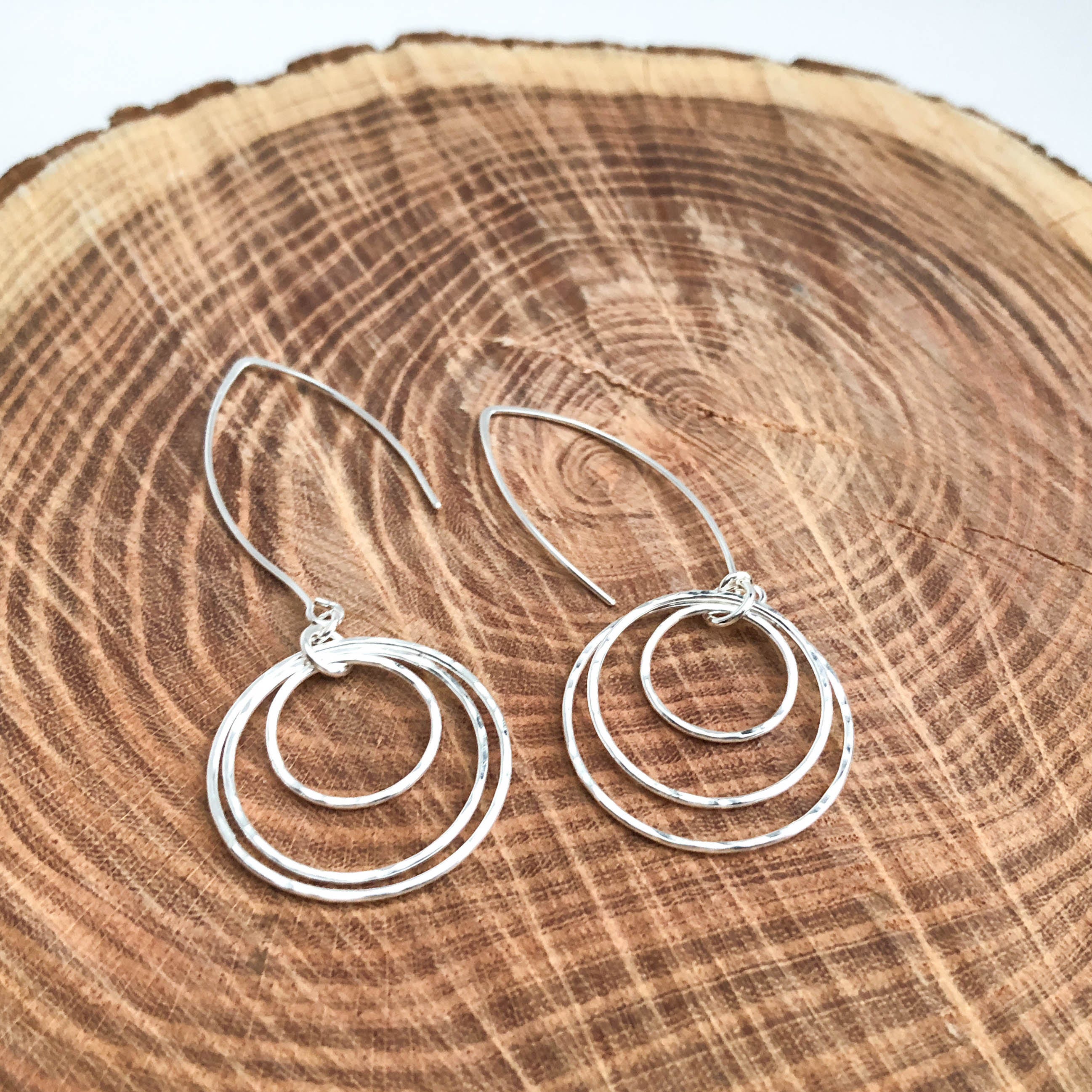 Three Hoop Long Drop Earrings
