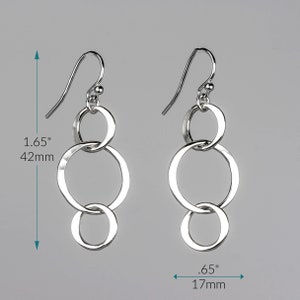 Simple Silver Circle Earrings, Hammered Silver Circle Earrings, Funky Everyday Earrings, Silver Earrings, Sterling Silver Dangle Earrings image 9