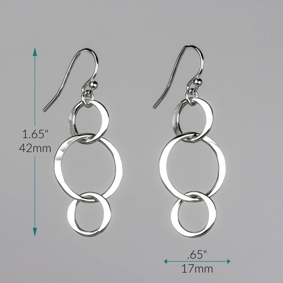 Simple Silver Circle Earrings Hammered Silver Circle 