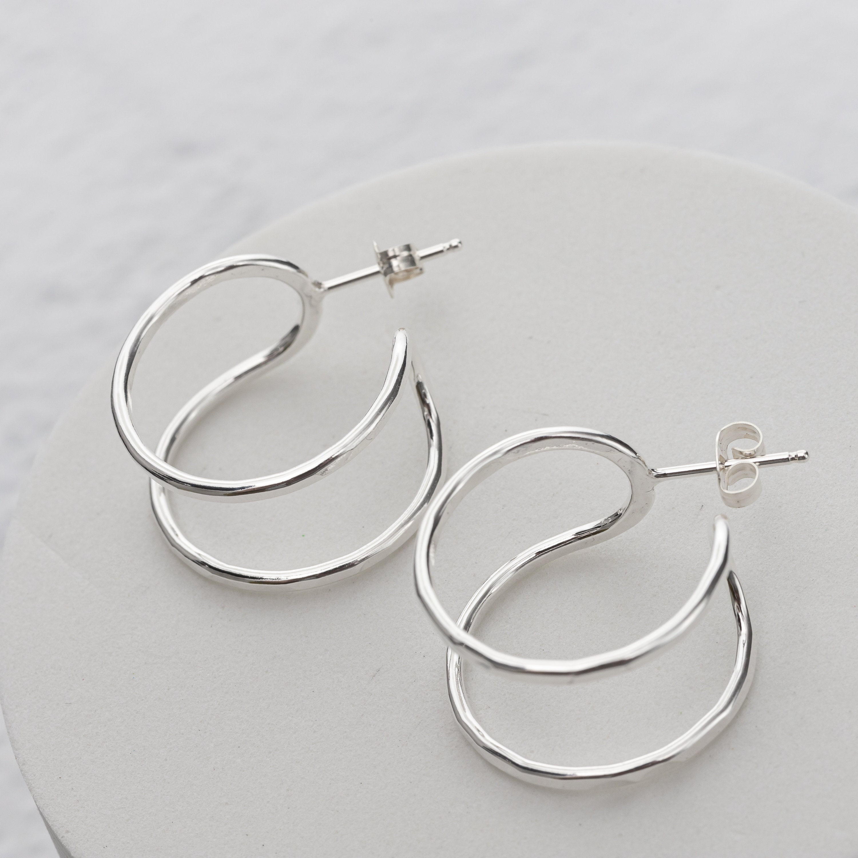 Sterling Silver Double Hoop Earrings