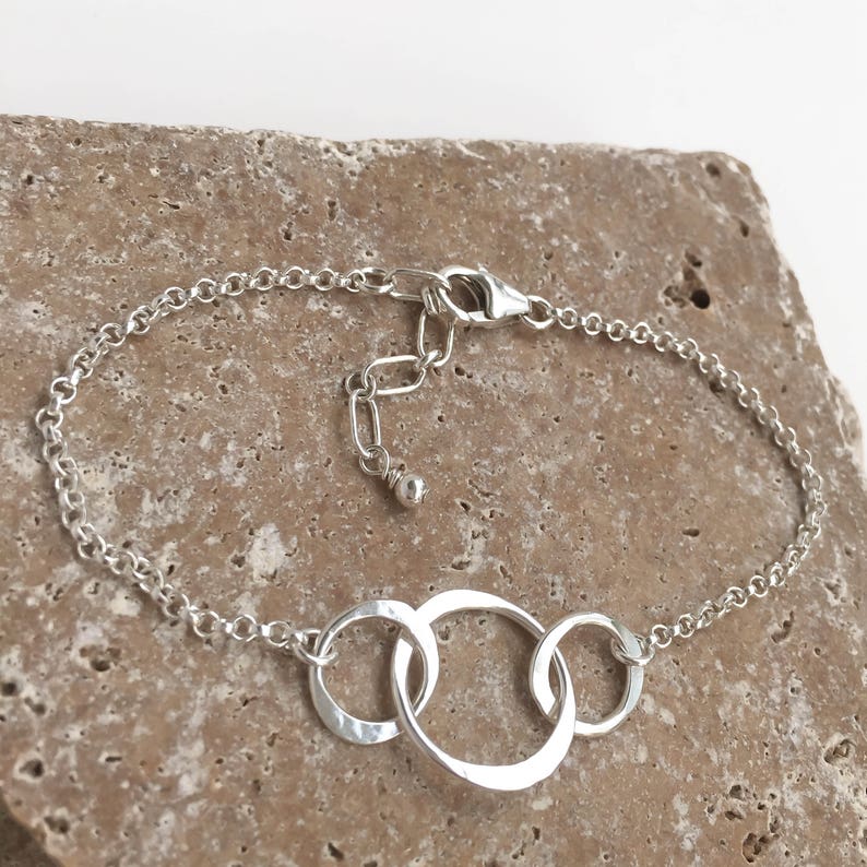 Interlocking Circles Bracelet Simple Sterling Silver Etsy