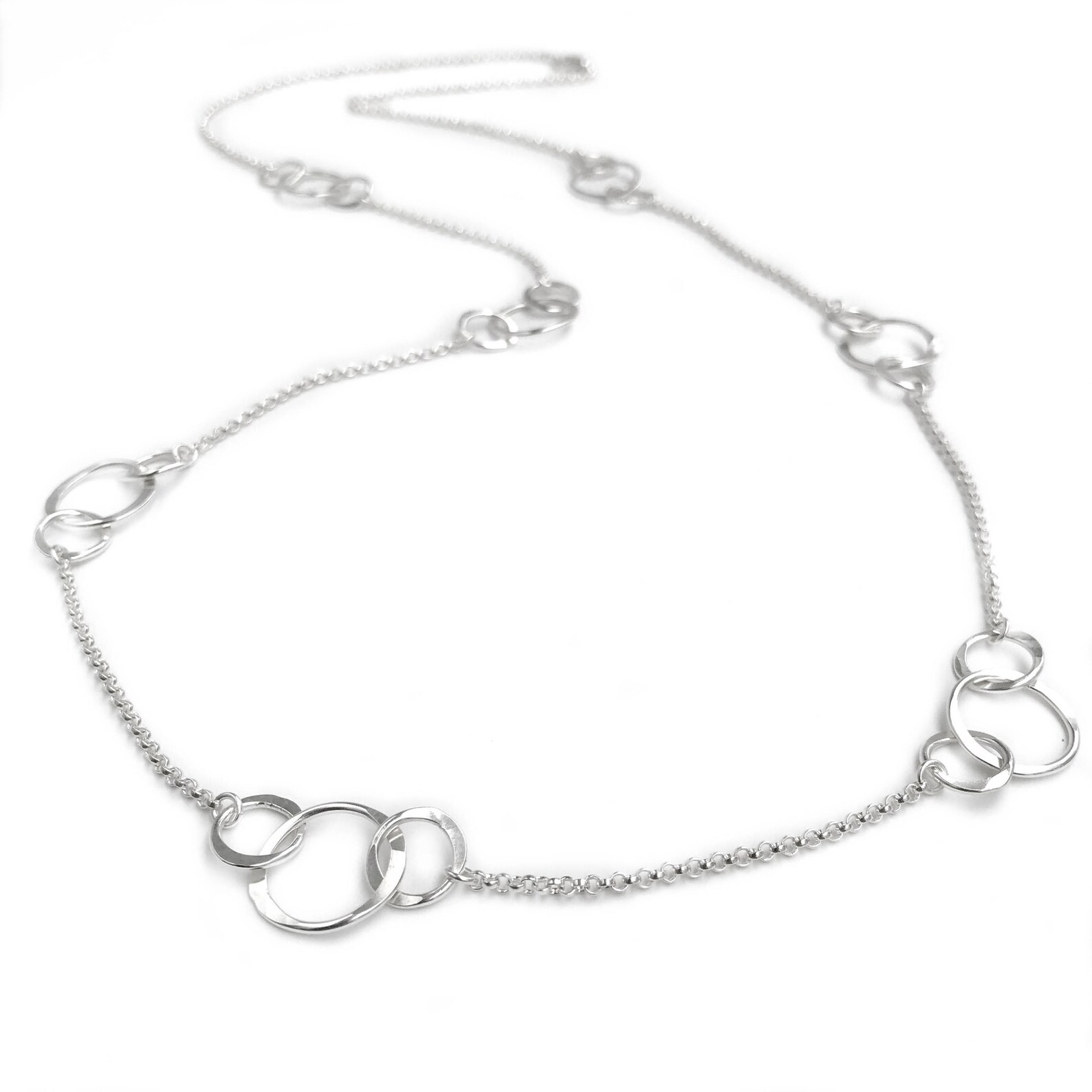 Long Sterling Silver Layering Necklace Station Necklace Etsy