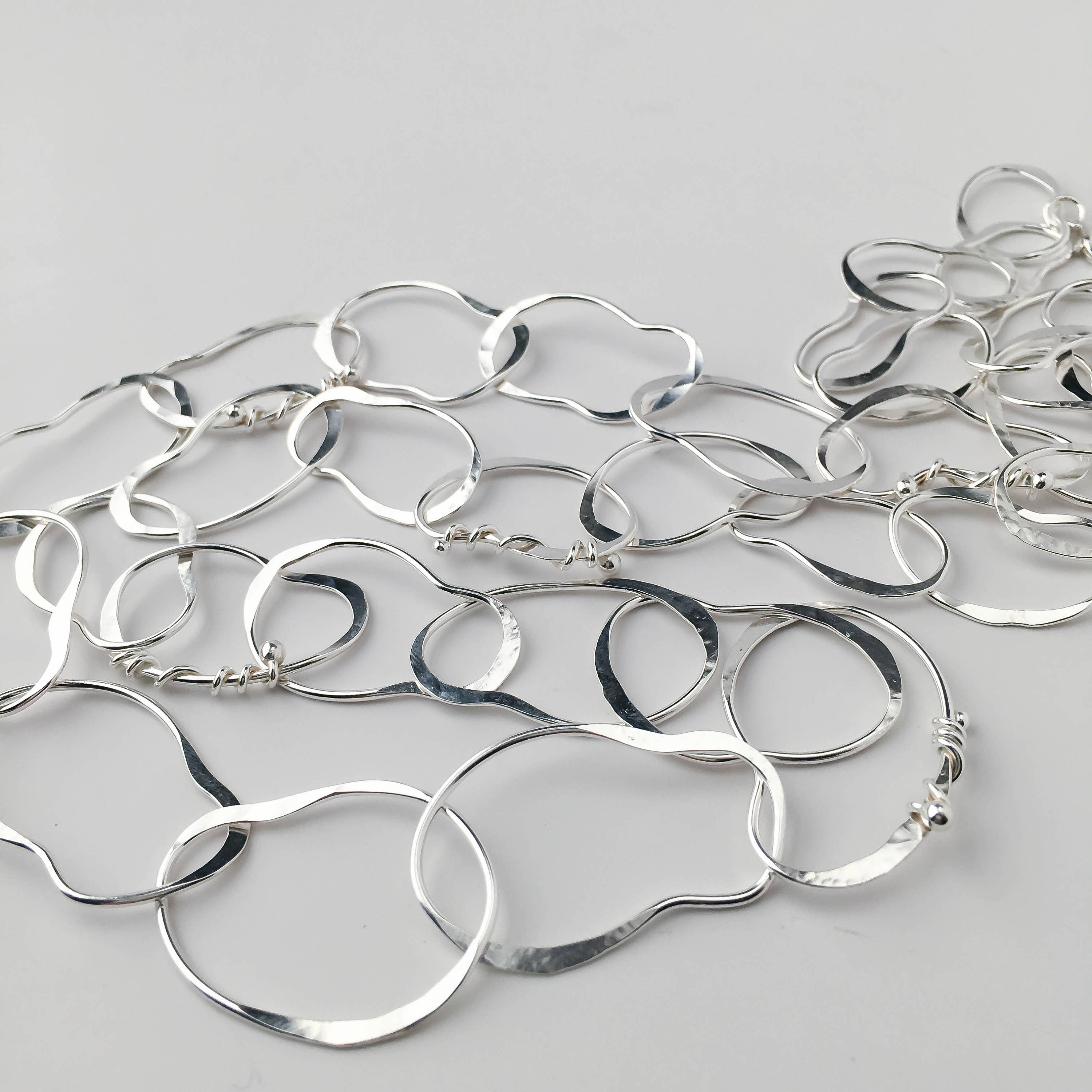 Long Sterling Silver Chain Necklace 