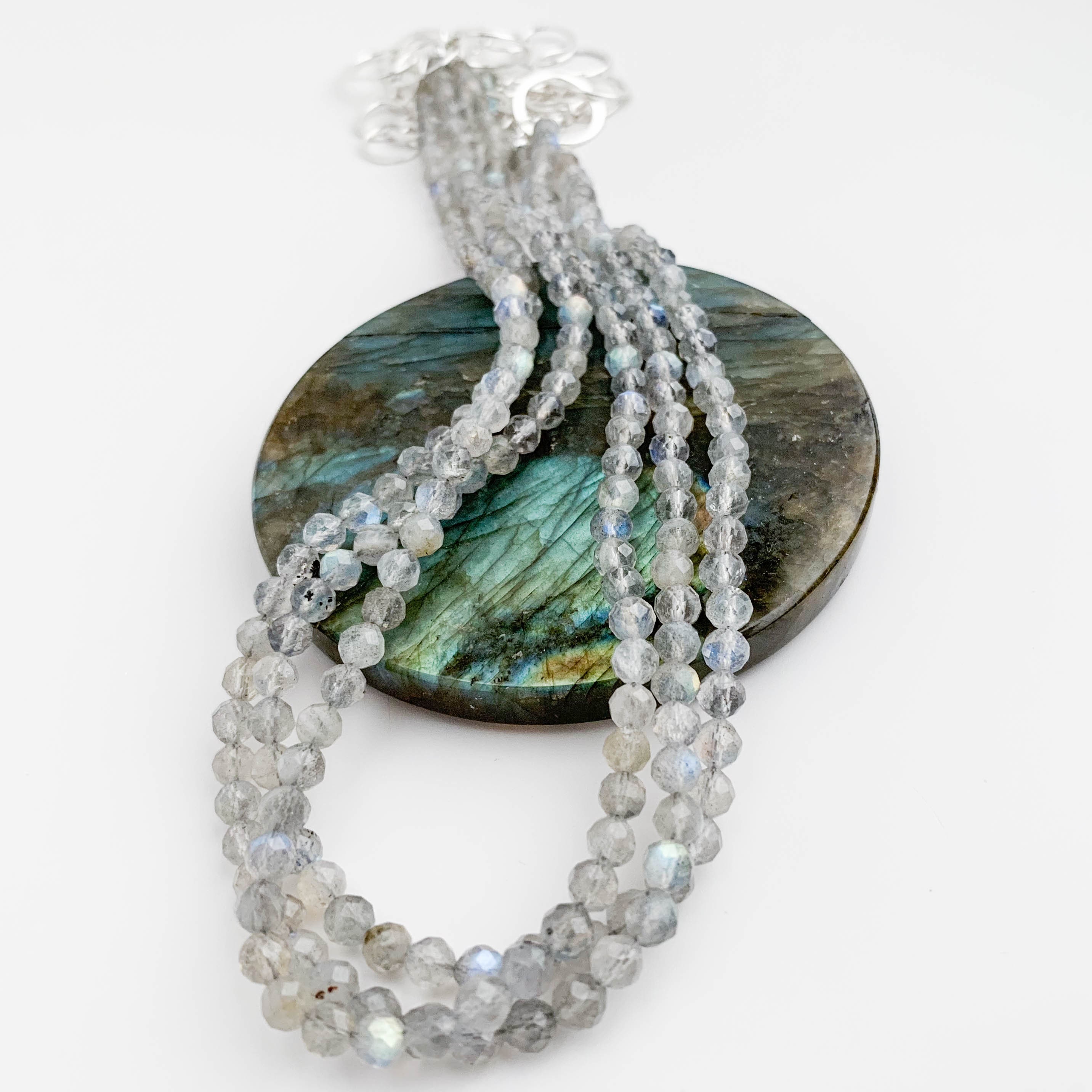 Labradorite and Sterling Silver Long Necklace