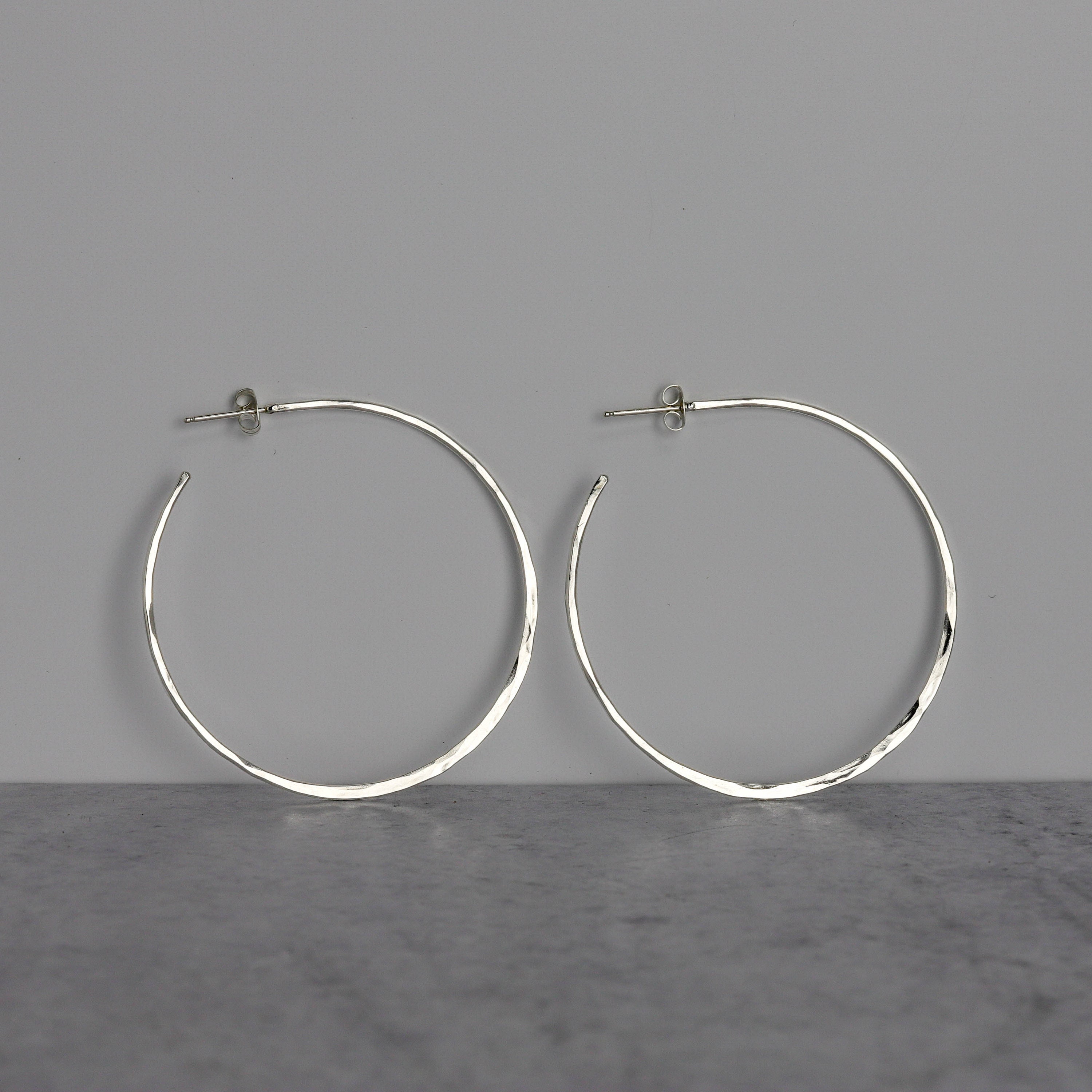 2 Hammered Sterling Silver Hoops