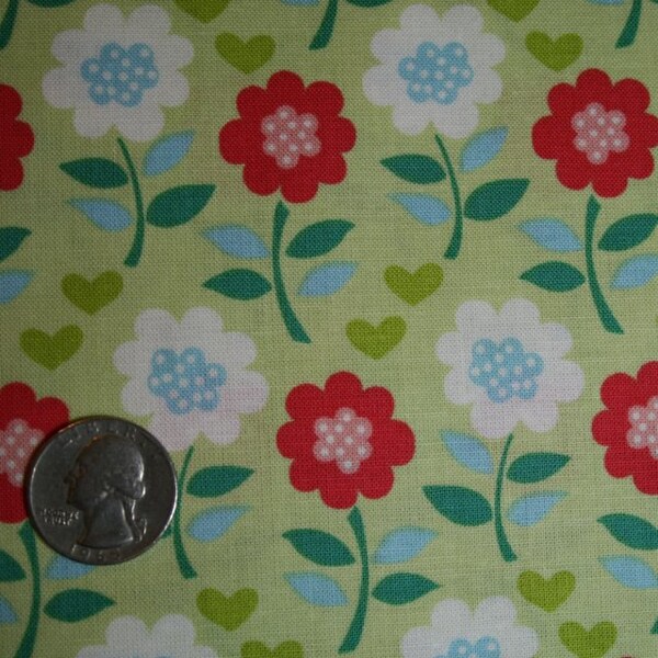 RESERVED FOR Jocelyne Callard Benartex 2932 House and Home Blooming Flowers Pastel Green Cotton Fabric 2932-44 OOP