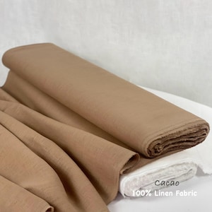 100% Linen Enzyme Washed Soft Fabric by the Yard Meter Cacao Color Medium Weight Linen for Tablecloth  Home Decor Textile Curtains Clothes