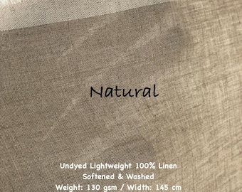 100% linen fabric 130 gsm Lightweight Natural Linen for Clothing & Home Decor Sold by the Yard Meter