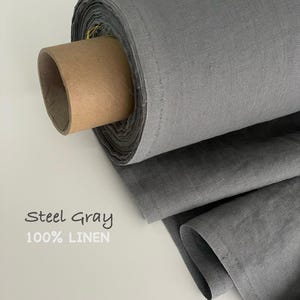 Natural 100% Linen Fabric Gray Color Washed Softened European Flax Linen Medium Weight by the yard meter for Sewing Clothing Home Decor