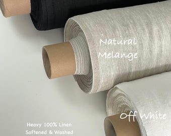 Heavy Linen Fabric European Flax Weight 300 GSM - By The Yard or Meter