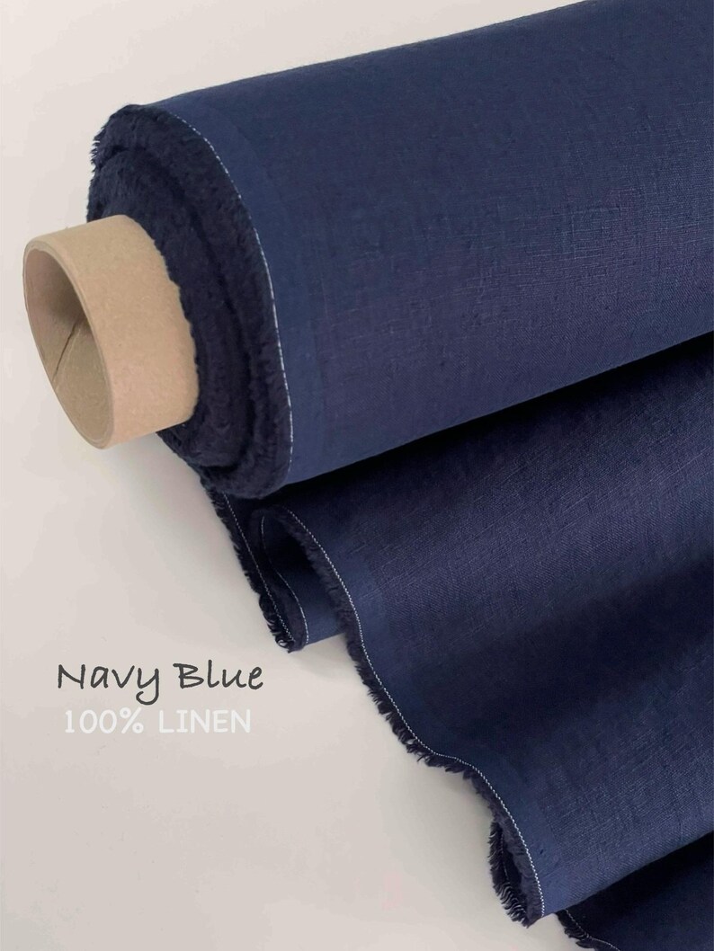 Linen Fabric Dusty Blue Color Washed and Soft European Flax Organic Linen by the yard Mid-weight linen for Sewing Dresses Bedding Home decor image 9