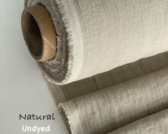 Undyed natural linen fabric 205 gsm medium weight by the yard Softened Washed European flax for dressmaking by the yard or meter