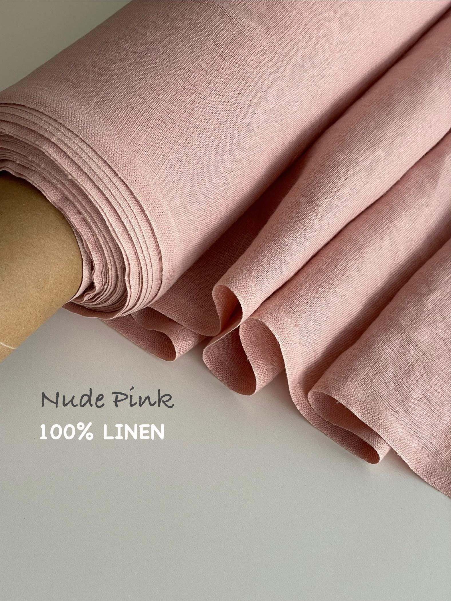 100% Linen Fabric by the yard or meter Pure Linen Fabric Softened & Washed for sewing clothing Bedding Curtains Home Decor Pink Color Flax