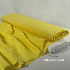 Yellow Color Soft Linen Fabric Washed Organic Linen by the Yard for Home Decor Curtains Quilting Apparel Bedding Kitchen Textile Clothes