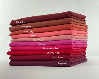 Red Colors Washed Softened Linen Fabric Medium Weight 205 gsm OEKO-TEX Certified