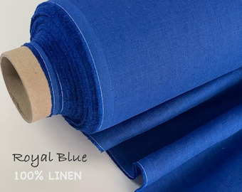 Tela de lino azul puro, lavada y suavizada, lino europeo de peso medio (205 g/m²), cortada a medida por metro para costura, ropa y decoración del hogar.