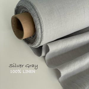 Organic 100% Linen Fabric Gray Color Washed Softened European Flax Linen by the yard meter for Sewing Clothing Bedding Curtains Home Decor
