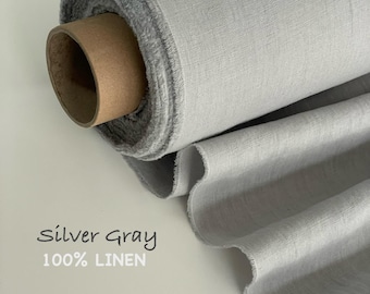 Gray Washed Linen Fabric: Softened European Flax, OEKO-Tex Certified