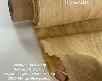20 + Colors thin linen gauze fabric European flax softened washed linen cheesecloth fabric semi sheer linen by the yard or meter 95 gsm