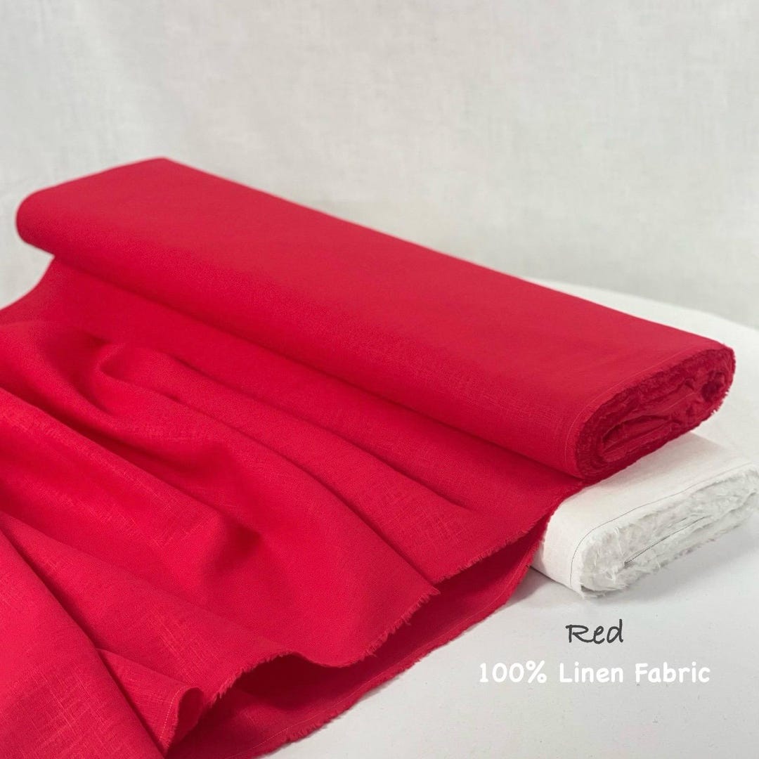 Red Linen Fabric: 100% Washed Linen, Medium Weight - by the Yard - Etsy