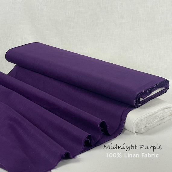 Soft Linen Fabric: Midnight Purple, Washed Flax , Weight 230 GSM - By The Meter