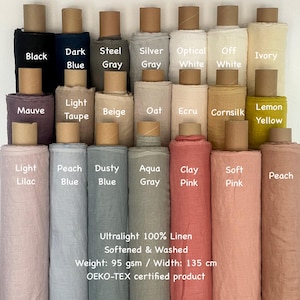 Organic linen gauze fabric softened washed European flax Pure semi sheer linen fabric lightweight cheesecloth fabric 95 gsm by the yard