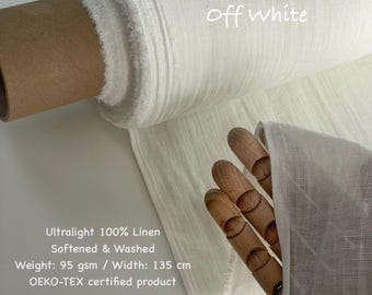 Thin curtain linen fabric white lightweight linen gauze fabric cheesecloth fabric for curtains delicate home textile 95gsm by the yard meter