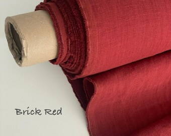Brick Red Soft Linen Fabric: Organic Flax, Medium Weight, 57" Wide
