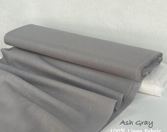 Soft Washed Gray Linen Fabric: 100% Linen, 230 gr/m2, For Sewing & Decor