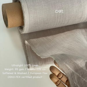 European Flax Linen Gauze Fabric: Softened Cheesecloth (95 gsm)
