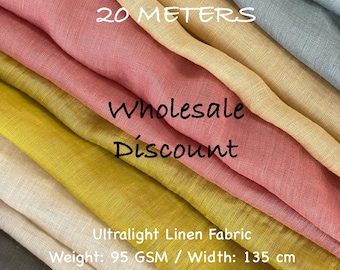 Wholesale Organic Linen Gauze Fabric Soft Washed Semi Sheer Lightweight Cheesecloth Fabric European Flax 95 GSM by the 20 yard or 20 meter