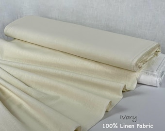 Ivory Linen Fabric: 100% Soft Organic Washed Linen for Sewing & Home Decor