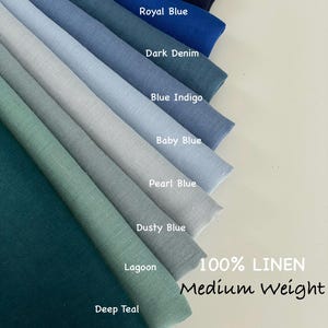 Blue Colors Washed Linen Fabric Medium Weight 205 GSM Softened European Flax 60+ Colors OEKO-TEX 100 By The Yard