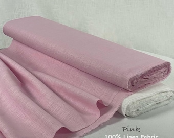 Pink Linen Fabric: Enzyme Washed, Medium Weight, Apparel & Quilting