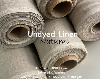 Natuurlijke linnen stof op maat gesneden - 100% Europees vlas, 115-300 g/m², ongeverfd linnen voor kleding, woondecoratie, gordijnen, stoffering en ambacht