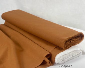 Cognac Linen Fabric: Washed Soft Organic Material - By the Yard