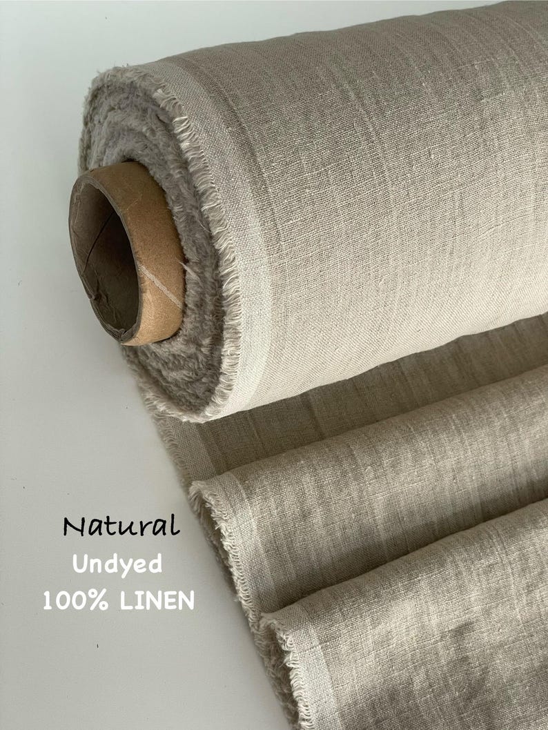 Linen Fabric Dusty Blue Color Washed and Soft European Flax Organic Linen by the yard Mid-weight linen for Sewing Dresses Bedding Home decor image 12