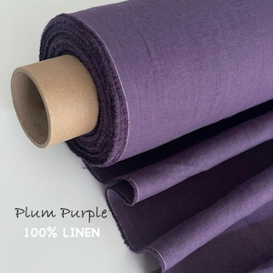 Soft linen fabric Washed flax linen in purple color Linen fabric by the yard meter Mid-weight fabric for Sewing Clothes Bedding Home decor